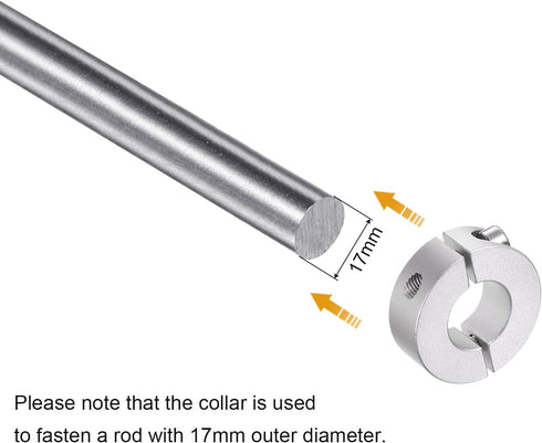 2pcs Double Split Shaft Collar for 17mm Shaft, Set Screw Clamp-On Collars for Stoppers and Timing Pulleys