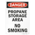SmartSign U9-2344-NA_10x14 "Danger - Propane Storage Area, No Smoking" Sign | 10" x 14" Aluminum Black/Red on White