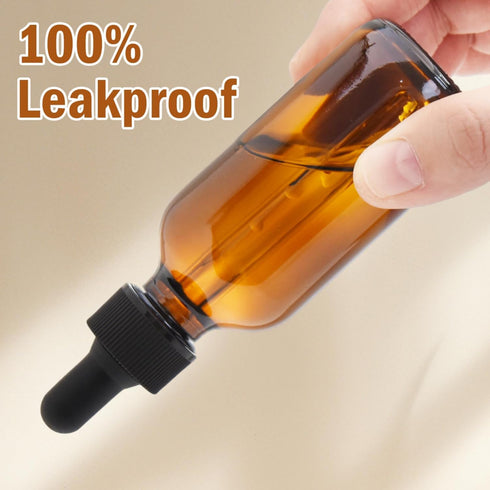 June Fox 2oz Glass Dropper Bottle, 40 Pack Amber Bottles with Glass Droppers for Essential Oils