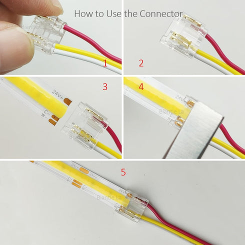 3-Pin 10mm COB LED Strip Connector Kit for Solderless Strip-to-Wire and Strip-to-Strip Joints (Pack of 25)