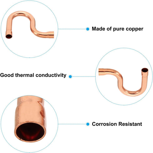 PATIKIL 3/8 Inch ID P-Trap Copper Pipe Fittings, 2 Pcs for HVAC Refrigeration Air Conditioning Plumbing