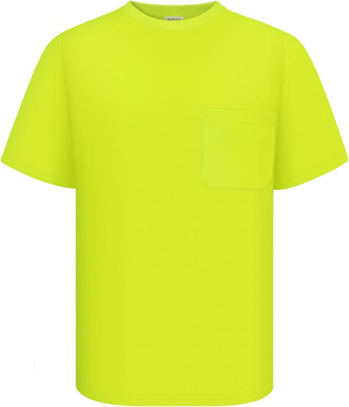 TCCFCCT Hi Vis Shirts for Men, Class 3 Short Sleeve Pocket Reflective Work Shirts, Durable & Breathable, DCNF-Yellow XXL