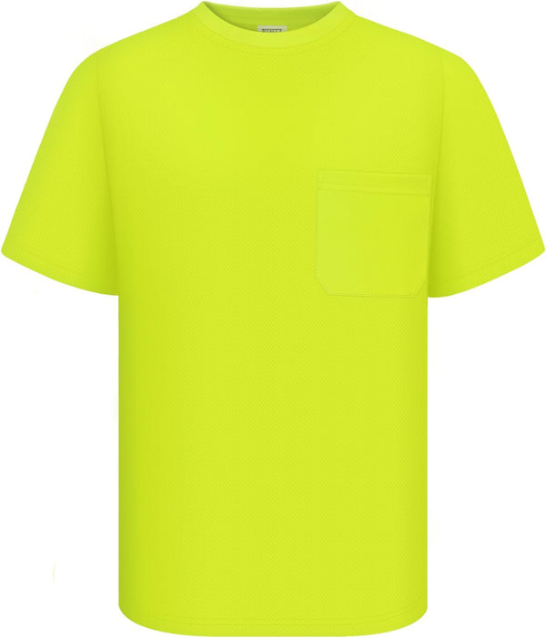 TCCFCCT Hi Vis Shirts for Men, Class 3 Short Sleeve Pocket Reflective Work Shirts, Durable & Breathable, DCNF-Yellow XXL