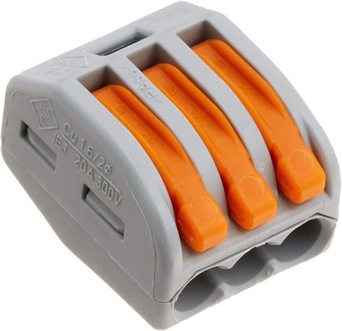 Wago 222-413 Lever-Nuts 3 Conductor Compact Connectors, 10 PK