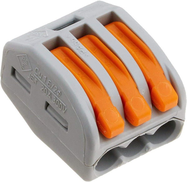 Wago 222-413 Lever-Nuts 3 Conductor Compact Connectors, 10 PK