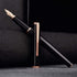 HongDian 920 Black Metal Fountain Pen, Rose Gold Plated Extra Fine Nib, Classic Writing Pen with Ink Converter
