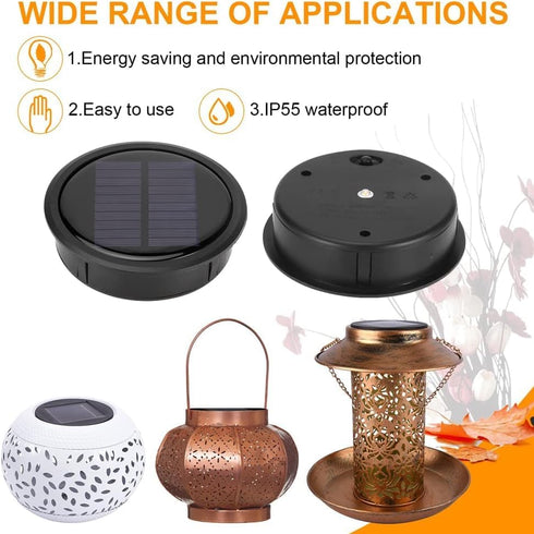 2 PCS Upgraded Solar Light Replacement Top for Outdoor Hanging Lanterns, 4.13 inch Warm White LED Solar Panel Lantern