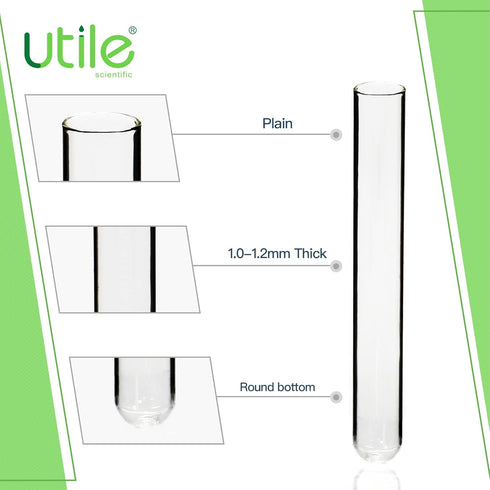 50pcs Plain Cylindrical Glass Test Tubes, 20ml Volume, 20x150mm, Medium Borosilicate Glass Material