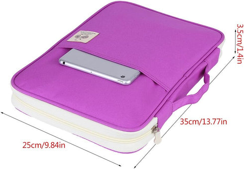 Zerodis A4 Document Bag, 5 Colors File Folder Portfolio Organizer, Zippered Case for Tablet Notebook