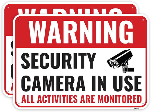 2PC Security Camera In Use Sign, 10 x 7 Inches - Aluminum