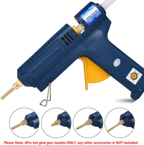 Yakamoz 4Pcs Interchangeable Copper Glue Gun Nozzle Set, 10.8mm Thread, Small Bore Long Tube Nozzles