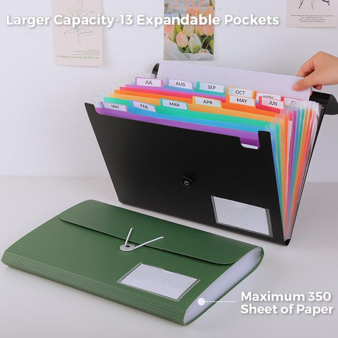 SKYDUE Expanding File Folder - Accordion Organizer with 13 Pockets for A4/Letter Sized Paper