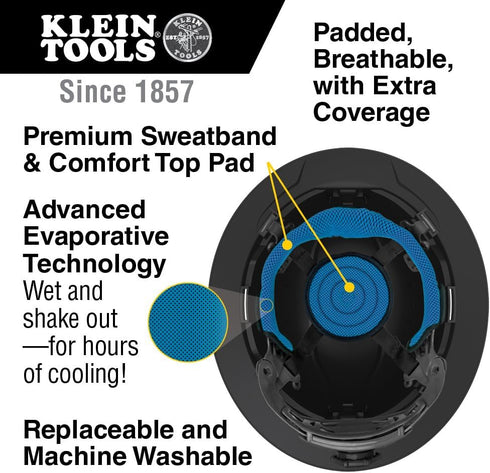 Klein Tools KHHTOPPAD2 Hard Hat Top Pad Replacement, Premium KARBN, Replacement Part for Klein Hard Hats, 3-Pack, Blue by Klein Tools