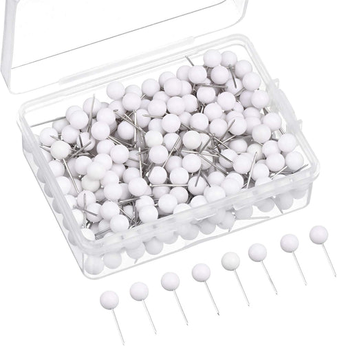 Map Tacks Push Pins Small Size, 300 Packs (White, 1/5 Inch)