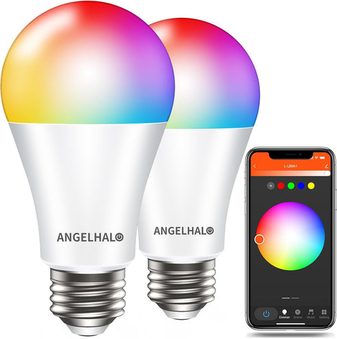 Smart Light Bulbs, Color Changing A19 LED, Works with Alexa and Google Assistant, 2 Pack