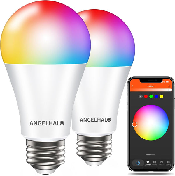 Smart Light Bulbs, Color Changing A19 LED, Works with Alexa and Google Assistant, 2 Pack