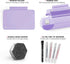 TOWON Small Glass Dry Erase Board, Mini Desk White Board with Easel Pad Set, 8 x 6 Inches, Purple