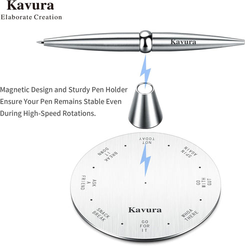 Kavura 316L Spin Decision Pen CNC-Machined Stainless Steel Fidget Pen with Magnetic Stand | Smooth Writing Gel Ink |