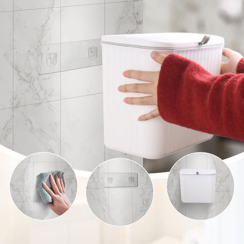 10x9x6 inches 200pcs Sanitary Napkin Receptacle,White Plastic Wall Mounted Tampon Disposal Bin with Lid Feminine