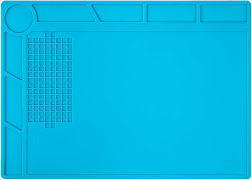 XOOL Blue Magnetic Silicone Work Mat - Heat Resistant Soldering Mat with Scale Ruler and Screw Position, 13.8''×9.8''