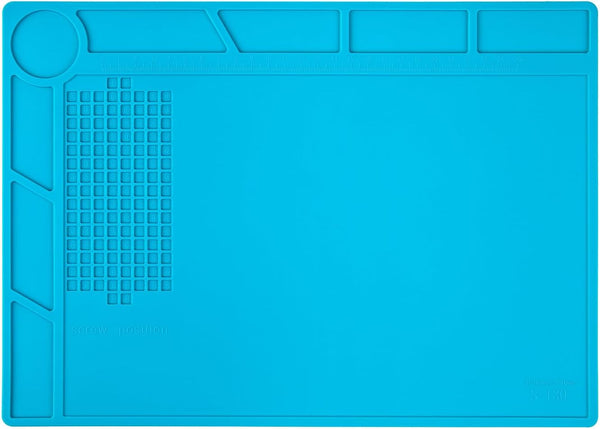 XOOL Blue Magnetic Silicone Work Mat - Heat Resistant Soldering Mat with Scale Ruler and Screw Position, 13.8''×9.8''