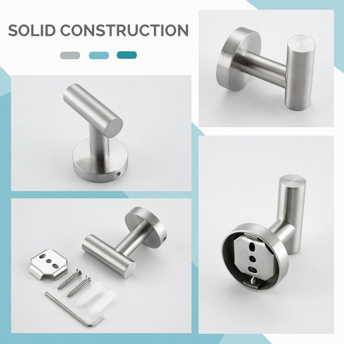 Angle Simple Robe Towel Hook, Brushed Nickel SUS304 Stainless Steel Bathroom Towel Holder