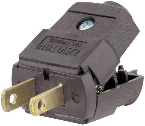 Leviton 101-P 15 Amp, 125V, NEMA 1-15P, 2P, 2W Plug, Straight Blade, Residential Grade, Polarized, Non-Grounding,