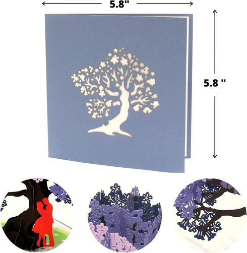 CUTE POPUP Anniversary 3D Pop Up Card, Couple Under Jacaranda Design (6x8 inch)