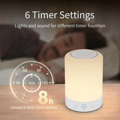 20 6 Night Lights, White Noise Machine Non-Looping Sleep Sounds, Rechargeable Battery, Touch Control, Timers & Memory