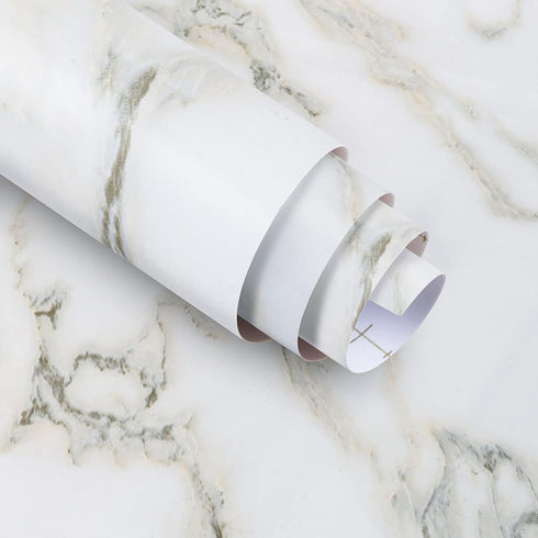 White Marble Peel and Stick Wallpaper - 16" 118" Granite Contact Paper, Self Adhesive Waterproof for Furniture