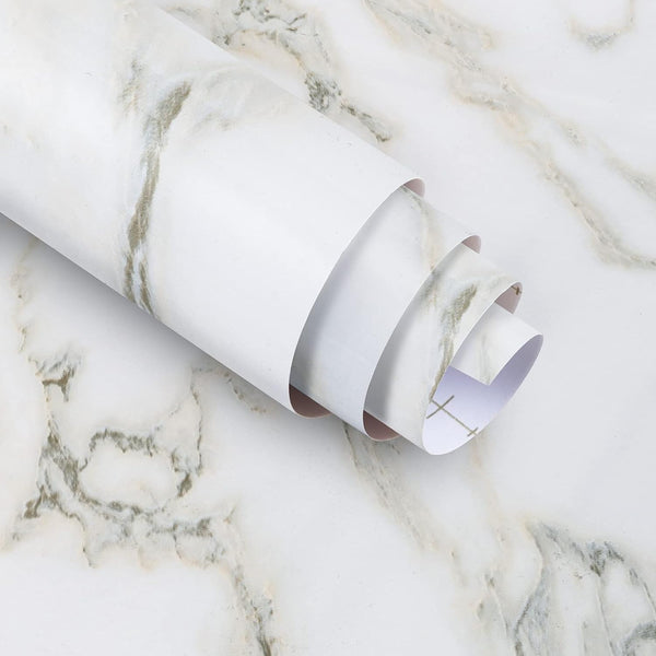 White Marble Peel and Stick Wallpaper - 16" 118" Granite Contact Paper, Self Adhesive Waterproof for Furniture