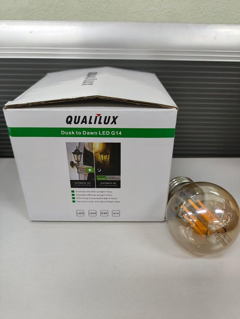 G14 Bulbs 4W=40W, A15, 400LM Bulb, E26, 4-Pack, HQ-H039 Qualilux Small Dusk to Dawn Edison Light Outdoor, Vintage Amber