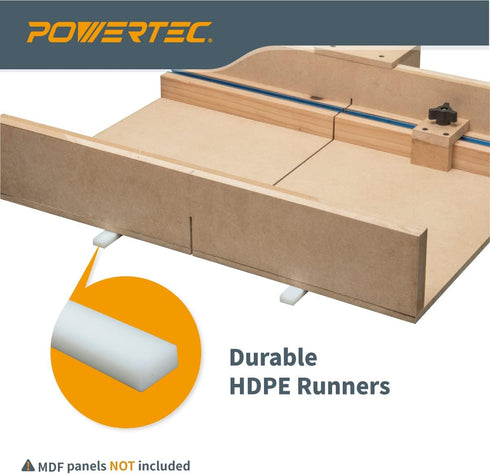 POWERTEC 17" HDPE Miter Bar with Screws for Table Saw Sled, Fits 3/4" x 3/8" Slot, Woodworking Tools & Accessories, 4PK