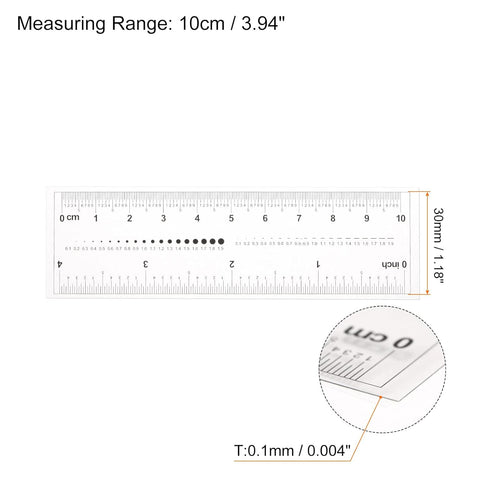 Film Flexible Ruler 4 Inch 0.5mm Scale PET Plastic Folding Straight Ruler Calibration Soft Ruler Measuring Tool for Factory, Transparent