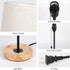 16 Inches (HT-AD005) HAITRAL Bedside Table Lamp - Modern Nightstand Lamp with Linen Fabric Shade Wooden Desk Lamps