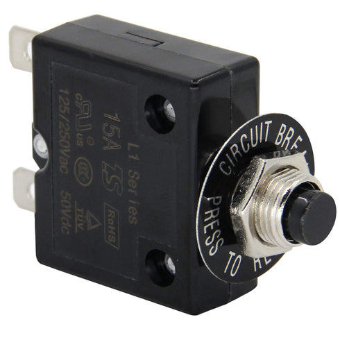 125-250V AC 50V DC Push Button Circuit Breaker, 20Amp Thermal Overload Protector L1 Series