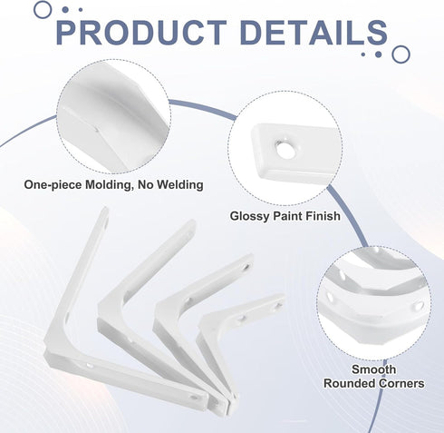 4Pcs 5 6 Inch Countertop uxcell Floating Shelf Brackets, x Heavy Duty Wall Shelf Supports, Steel Joint Angle Brackets