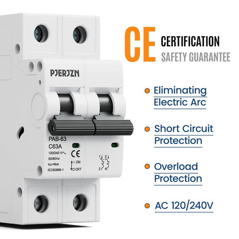 Miniature Circuit Breaker 120/240VAC 16A Double Pole Circuit Breaker DIN Rail Mount,Thermal Magnetic AC Disconnect Switch for House, Electrical Systems, Emergency Generators (16 Amp)