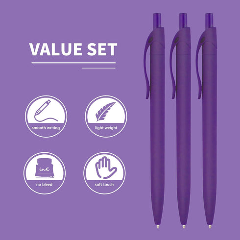 Pens Bulk, 50 Pack No Bleed Purple Medium Point Click Pens, Wholesale Retractable Ballpoint Smooth Ink 1.0MM