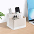 Poeland Desktop Storage Organizer Pencil Card Holder Box for Desk, Office Supplies, Vanity Table Tan