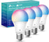 Kasa Smart Light Bulbs, Full Color Changing Dimmable, A19, 9W 800 Lumens, Compatible with Alexa, 4 Count