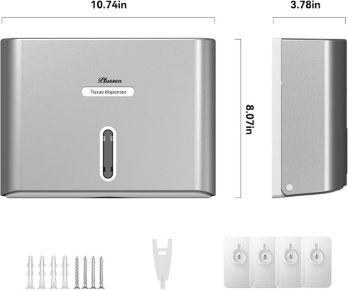 Commercial Paper Towel Dispenser Wall Mount, Adhesive No Drilling Multifold Trifold C Fold Hand Towel Dispenser,Silver