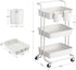 SONGMICS Rolling Cart, 3-Tier Storage Trolley with Handle, Utility Cart for Bathroom Laundry Room, White UBSC067W01