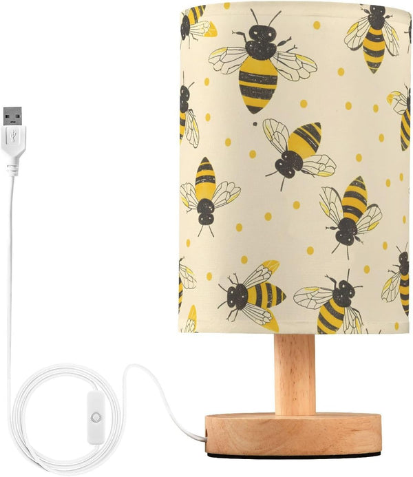 ALAZA Bedside Table Lamp for Bedroom Retro Bee Nightstand LED Light Lamps