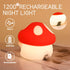 50Hrs 2 Mushroom Night Light Color Changing, Mushroom Lamp, Tap Control Brightness & Timer, Rechargeable Squishy Night