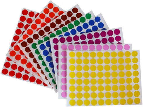 School Crafts Stickers - Colorful 1/2 inch Dots Labels for Fun, Games, and Art - 2560 Pack