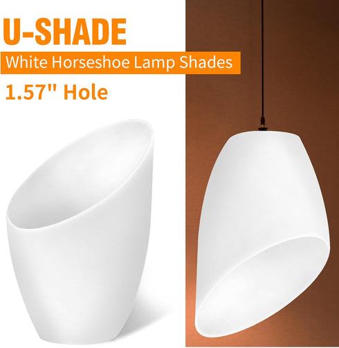 ZUDKSUY 6 1.57" Pcs White Horseshoe Lamp Shades (U-Shade) with Hole, PE Plastic Shade for Table Lamp & Pendant Light