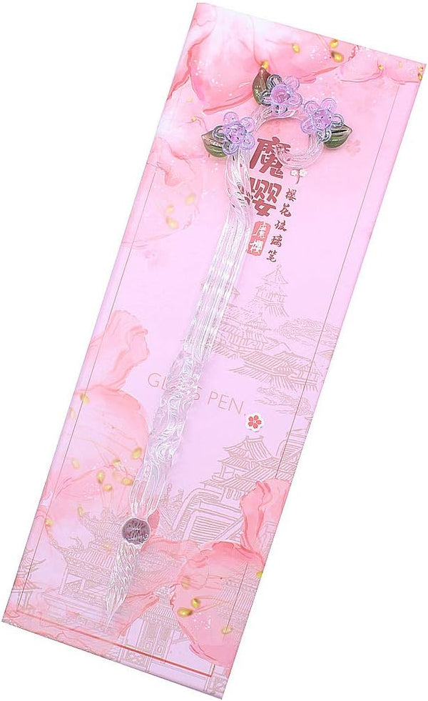 Handmade Glass Dip Pen, Sakura Crystal Magic Pen in Purple