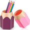 Zonon 2 Pieces Cute Pencil Shaped Pen Holders, Colorful Vase Pencil Pot, Cartoon Desktop Decor, Pink, Purple