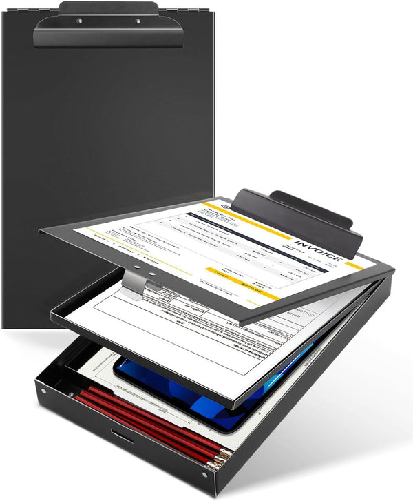 Metal Clipboard with Storage, Heavy Duty Aluminum Clipboards, Letter Size, Dual Storage Binder for Teacher, Nurse,